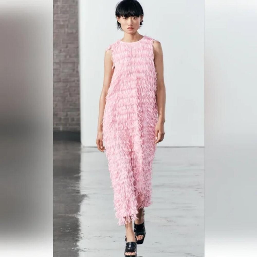 ZARA FRINGED MIDI DRESS - Picture 2 of 10